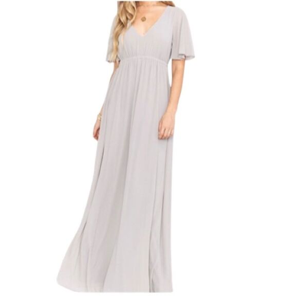 Show Me Your Mumu Emily Empire Maxi Dress in Dove Grey Chiffon. Size 1X. NWT! - Picture 6 of 14